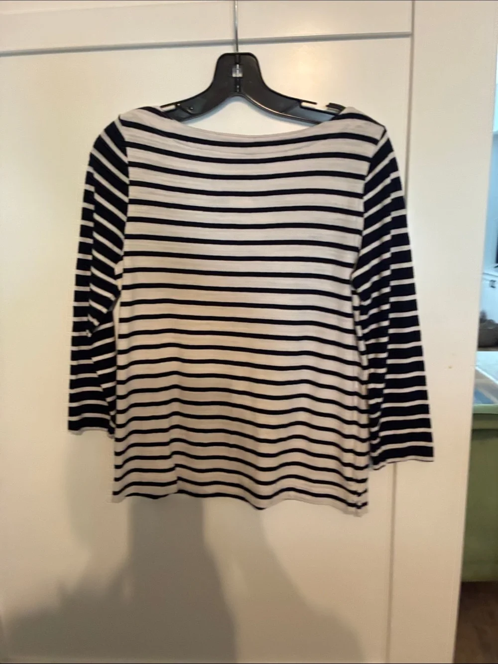 LOFT Navy and White Stripe Long Sleeve Tee